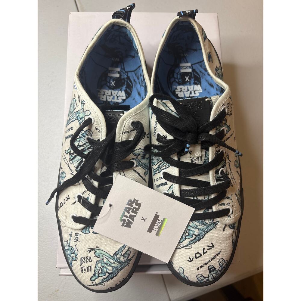 TOMS Women's White Star Wars Character Sketch Print Shoes Sneakers Size 8 New